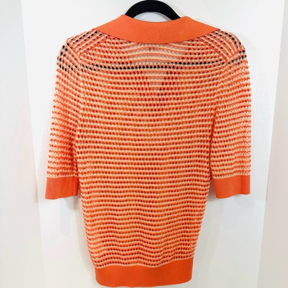 COS Orange Crochet Knit Pullover Collared Top Size S - Picture 4 of 8
